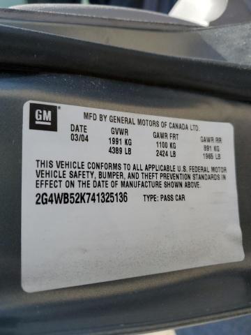 2G4WB52K741325136 - 2004 BUICK REGAL LS 石墨色 照片 12