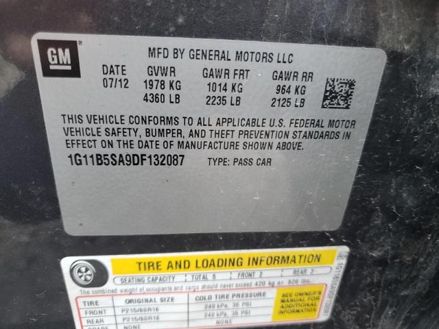 1G11B5SA9DF132087 - 2013 CHEVROLET MALIBU LS GRAY photo 12