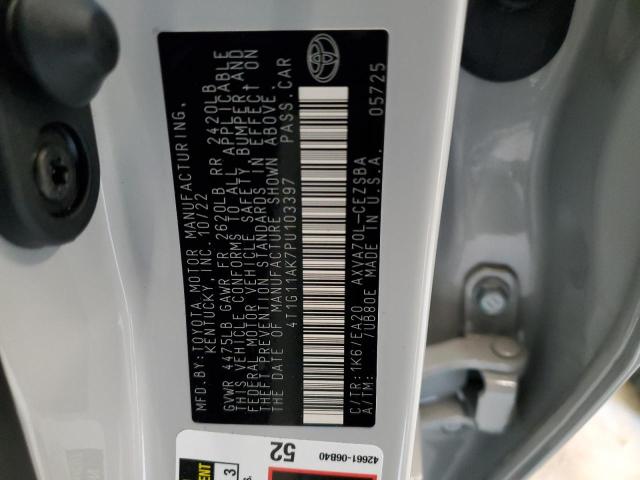 4T1G11AK7PU103397 - 2023 TOYOTA CAMRY SE NIGHT SHADE WHITE photo 12