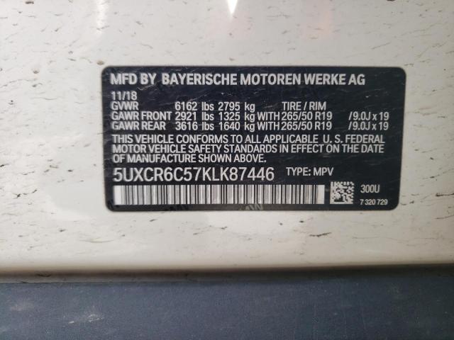 5UXCR6C57KLK87446 - 2019 BMW X5 XDRIVE40I WHITE photo 14