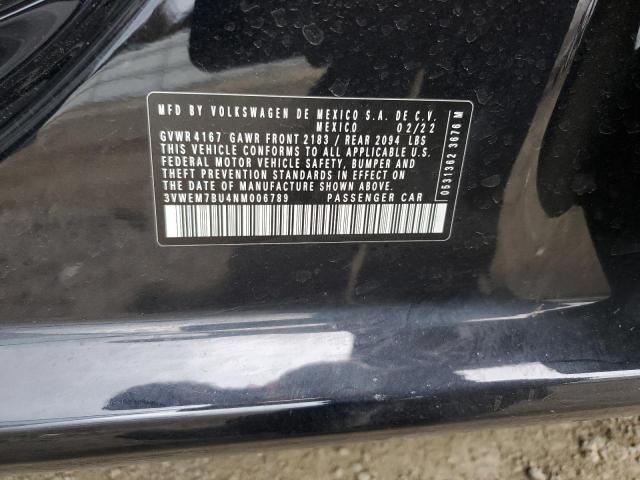 3VWEM7BU4NM006789 - 2022 VOLKSWAGEN JETTA SE BLACK photo 12