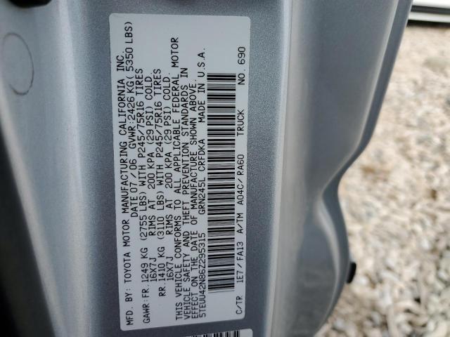 5TEUU42N86Z295315 - 2006 TOYOTA TACOMA ACCESS CAB ვერცხლისფერი ფოტო 13