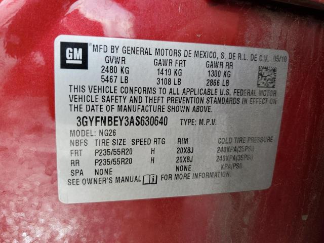 3GYFNBEY3AS630640 - 2010 CADILLAC SRX PERFORMANCE COLLECTION Қызыл фото 13