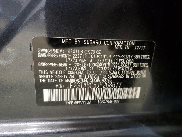 JF2GTABC5JH268677 - 2018 SUBARU CROSSTREK PREMIUM 灰色 照片 13