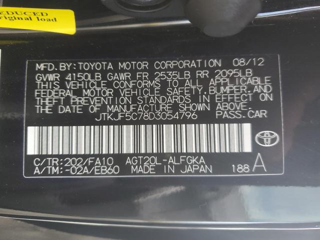 JTKJF5C78D3054796 - 2013 TOYOTA SCION TC 黑色 照片 12