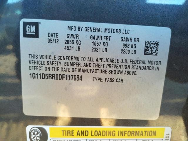 1G11D5RR0DF117984 - 2013 CHEVROLET MALIBU 1LT GRAY photo 12