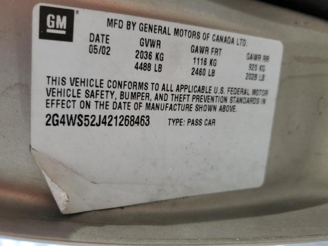 2G4WS52J421268463 - 2002 BUICK CENTURY CUSTOM TAN photo 12