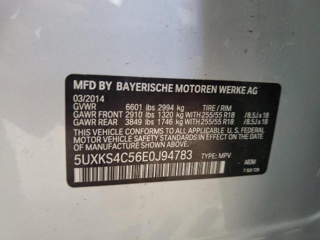 5UXKS4C56E0J94783 - 2014 BMW X5 XDRIVE35D SILVER photo 13