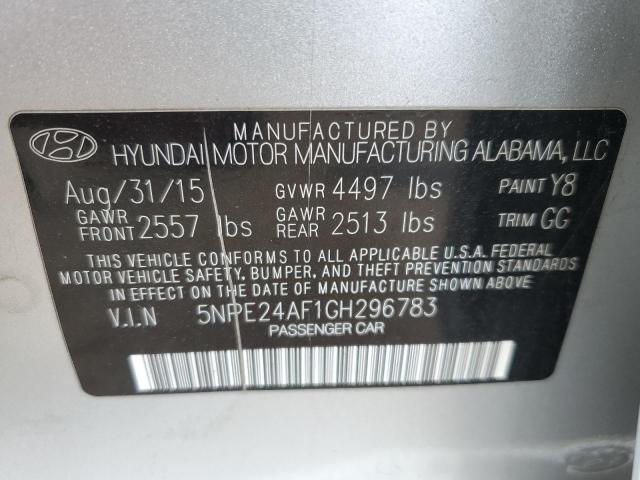 5NPE24AF1GH296783 - 2016 HYUNDAI SONATA SE SILVER photo 12