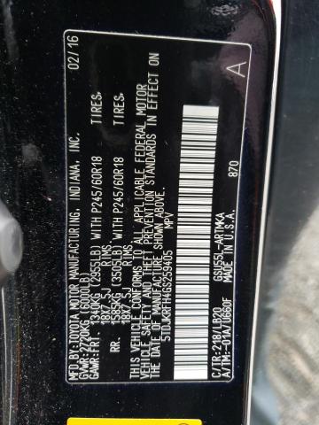 5TDJKRFH4GS259405 - 2016 TOYOTA HIGHLANDER XLE 黑色 照片 13