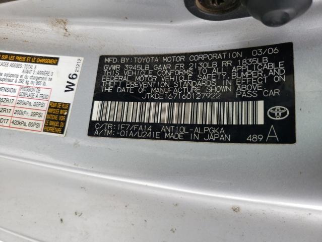 JTKDE167160127922 - 2006 TOYOTA SCION TC SILVER photo 13