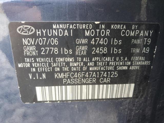 KMHFC46F47A174125 - 2007 HYUNDAI AZERA SE BLUE photo 12