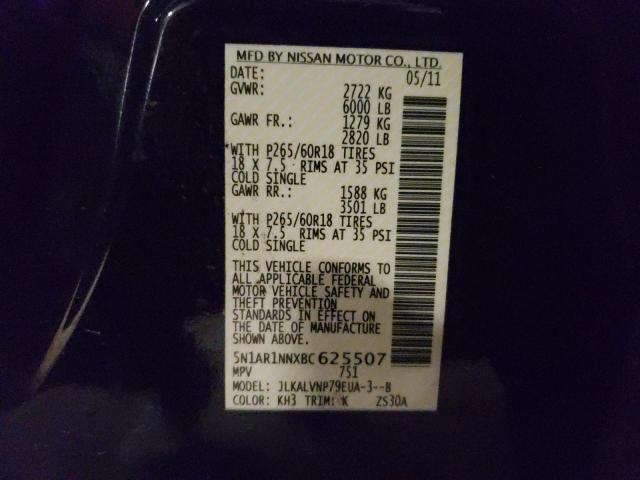 5N1AR1NNXBC625507 - 2011 NISSAN PATHFINDER S 黑色 照片 13