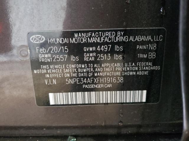 5NPE34AFXFH191638 - 2015 HYUNDAI SONATA SPORT GRAY photo 12