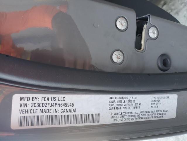 2C3CDZFJ4PH649946 - 2023 DODGE CHALLENGER R/T SCAT PACK GRAY photo 12