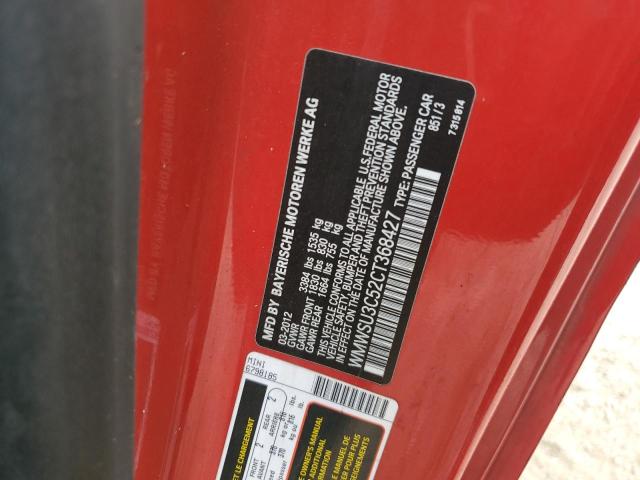 WMWSU3C52CT368427 - 2012 MINI COOPER RED photo 12