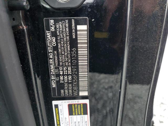 WDBTK56F29T101356 - 2009 MERCEDES-BENZ CLK 350 BLACK photo 12