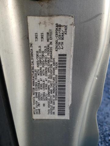 5TESM92N34Z363358 - 2004 TOYOTA TACOMA XTRACAB PRERUNNER ვერცხლისფერი ფოტო 12