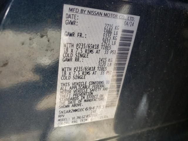 5N1AR2MM1EC694783 - 2014 NISSAN PATHFINDER S 蓝色 照片 13