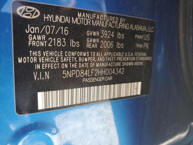 5NPD84LF2HH004342 - 2017 HYUNDAI ELANTRA SE BLUE photo 12