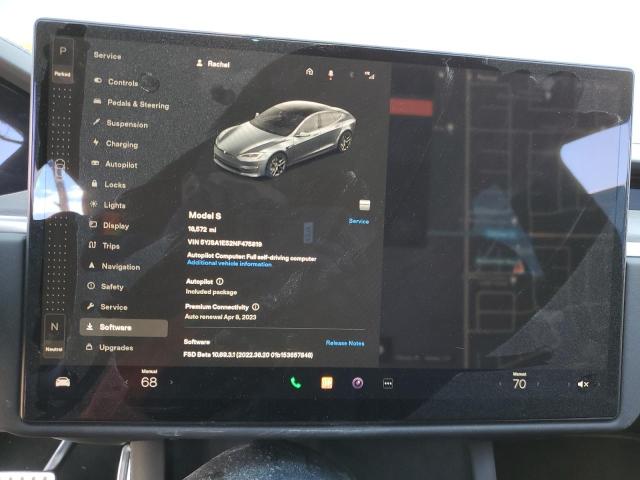 5YJSA1E52NF475819 - 2022 TESLA MODEL S Գրաֆիտ լուսանկար 9