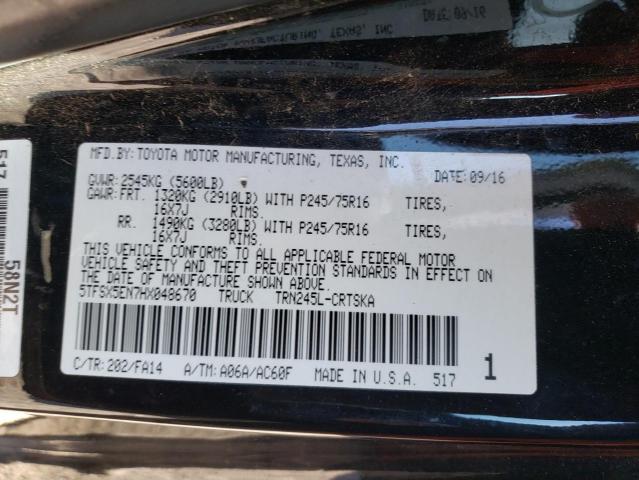 5TFSX5EN7HX048670 - 2017 TOYOTA TACOMA ACCESS CAB შავი ფოტო 12