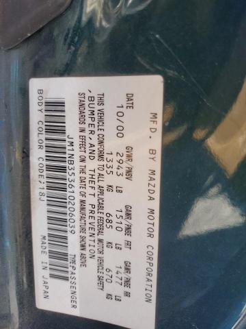 JM1NB353610206039 - 2001 MAZDA MX-5 MIATA BASE GREEN photo 12