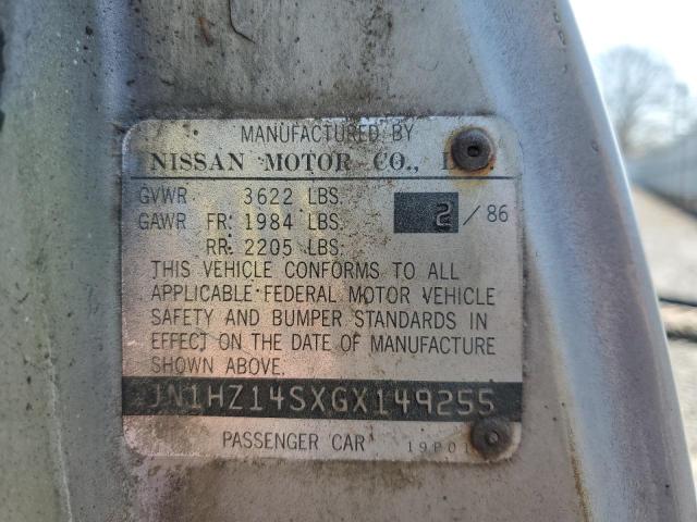 JN1HZ14SXGX149255 - 1986 NISSAN 300ZX GRAY photo 13