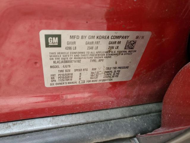 KL4CJASB0EB714182 - 2014 BUICK ENCORE RED photo 12