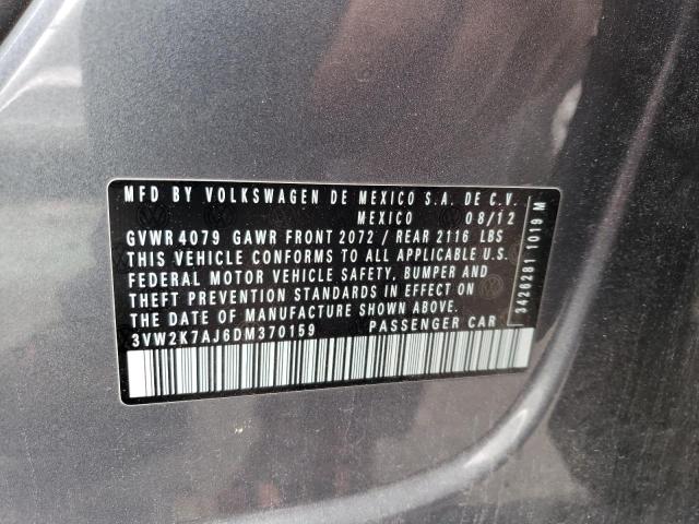 3VW2K7AJ6DM370159 - 2013 VOLKSWAGEN JETTA BASE 灰色 照片 12