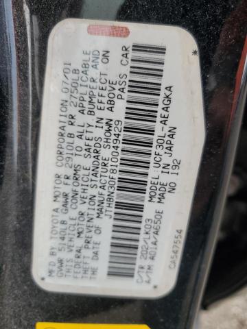 JTHBN30F810049429 - 2001 LEXUS LS 430 BLACK photo 12