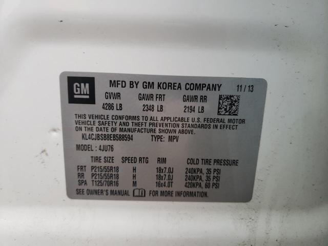 KL4CJBSB8EB588594 - 2014 BUICK ENCORE CONVENIENCE 白色 照片 13