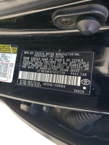 4T1BE46KX7U527729 - 2007 TOYOTA CAMRY CE BLACK photo 12