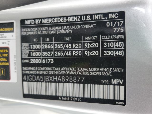 4JGDA5JBXHA898877 - 2017 MERCEDES-BENZ GLE 350 SILVER photo 14