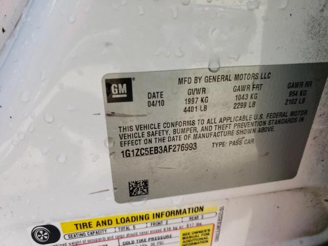 1G1ZC5EB3AF276993 - 2010 CHEVROLET MALIBU 1LT WHITE photo 12