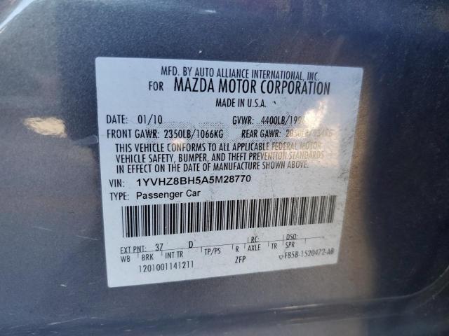 1YVHZ8BH5A5M28770 - 2010 MAZDA 6 I GRAY photo 12