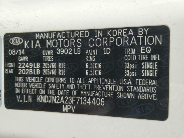 KNDJN2A23F7134406 - 2015 KIA SOUL WHITE photo 14