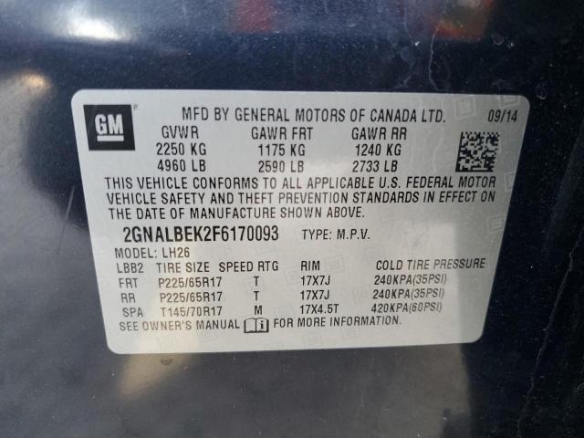 2GNALBEK2F6170093 - 2015 CHEVROLET EQUINOX LT BLUE photo 13