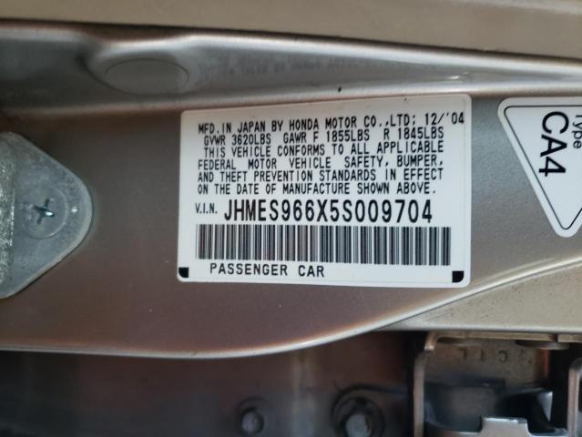 JHMES966X5S009704 - 2005 HONDA CIVIC HYBRID BEIGE photo 12