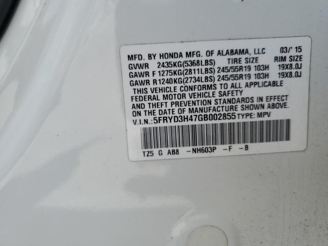 5FRYD3H47GB002855 - 2016 ACURA MDX TECHNOLOGY WHITE photo 13