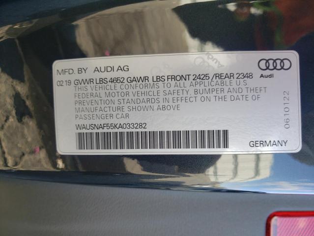 WAUSNAF55KA033282 - 2019 AUDI A5 PREMIUM GRAY photo 13