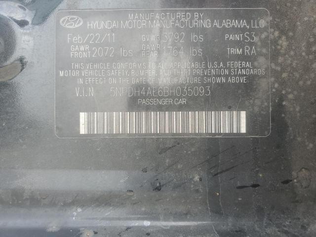 5NPDH4AE6BH035093 - 2011 HYUNDAI ELANTRA GLS BLACK photo 13