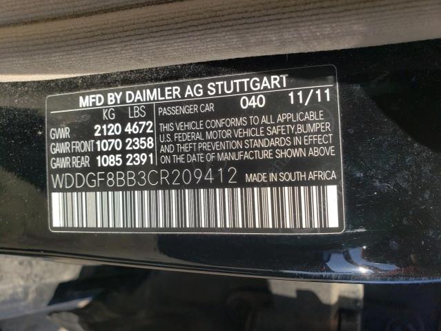 WDDGF8BB3CR209412 - 2012 MERCEDES-BENZ C CLASS 300 4MATIC BLACK photo 12