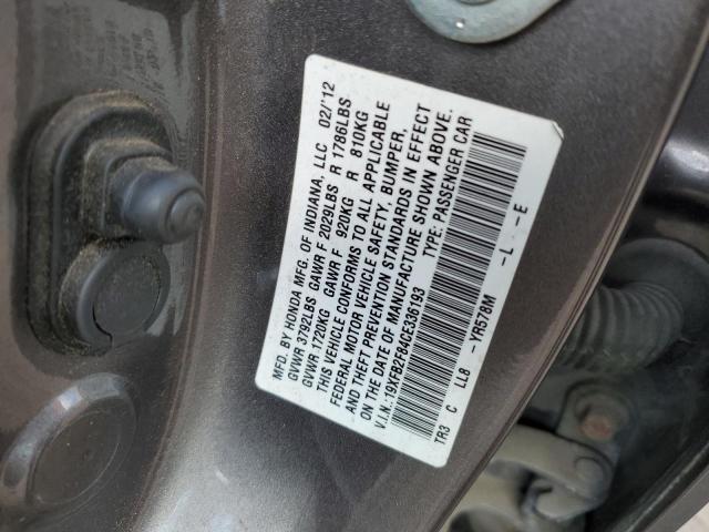 19XFB2F84CE336193 - 2012 HONDA CIVIC EX GRAY photo 12