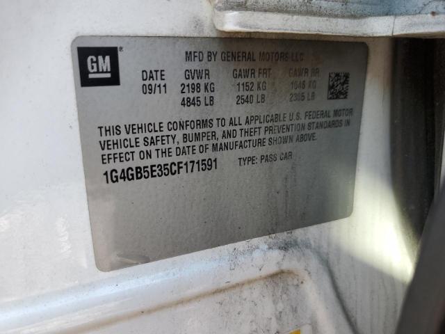 1G4GB5E35CF171591 - 2012 BUICK LACROSSE CONVENIENCE WHITE photo 12