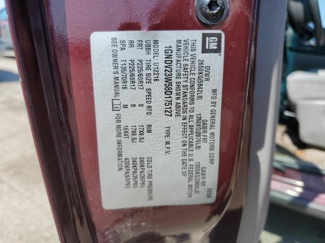 1GNDV23W58D175127 - 2008 CHEVROLET UPLANDER LS BURGUNDY photo 13
