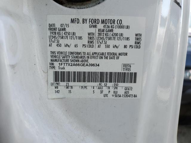 1FT7X2A66GEA39634 - 2016 FORD F250 SUPER DUTY WHITE photo 12