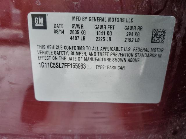 1G11C5SL7FF155983 - 2015 CHEVROLET MALIBU 1LT MAROON photo 12