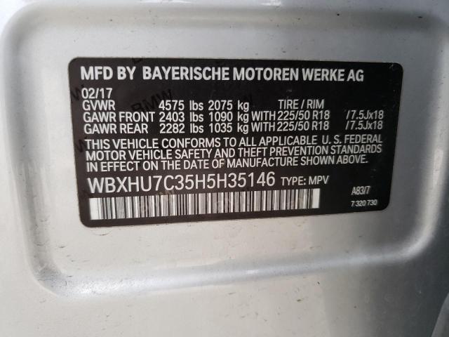 WBXHU7C35H5H35146 - 2017 BMW X1 SDRIVE28I SILVER photo 13