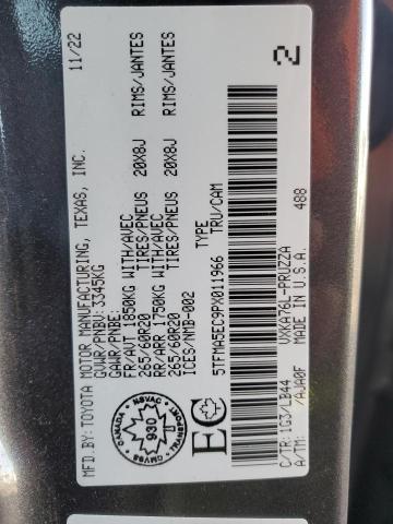 5TFMA5EC9PX011966 - 2023 TOYOTA TUNDRA CREWMAX PLATINUM 灰色 照片 12